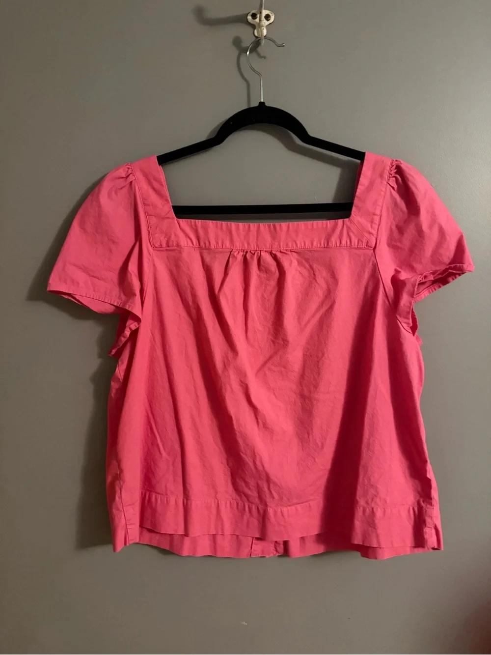 J. Crew Bright Pink Square-Neck Button Front Blouse